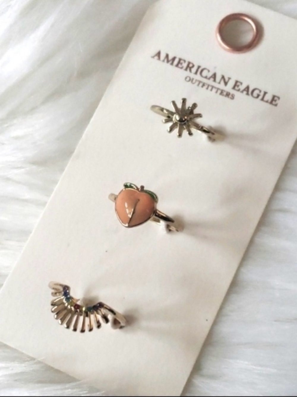 American Eagle Gold Tone 3 Ring Set Size 7 NWT